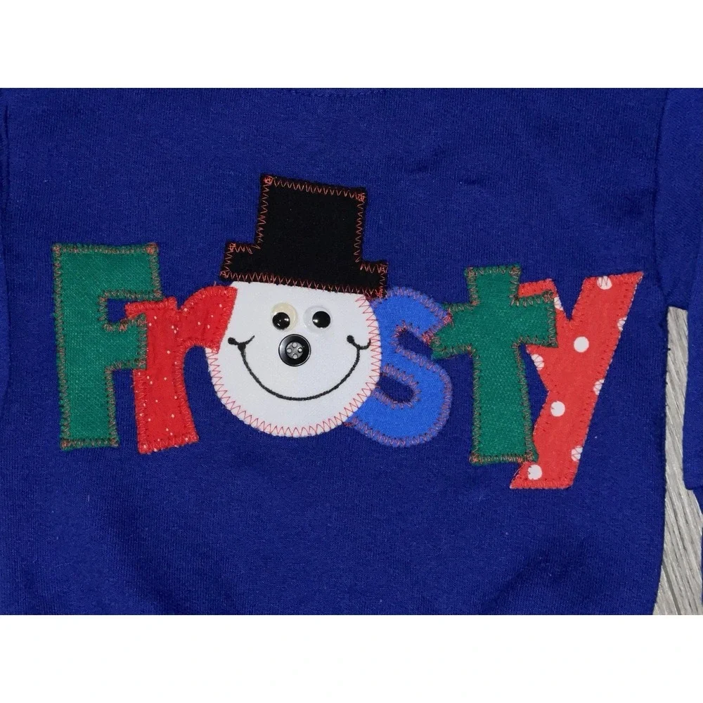 Vintage Baby FROSTY The Snowman Sweatshirt With Googly Eyes & Button Nose 18 Mth